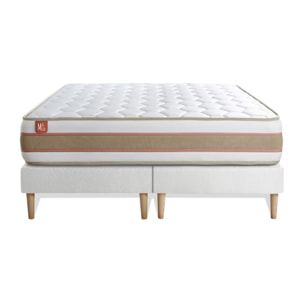 Ensemble Matelas Le Délicat - 26cm - Ressorts ensachés et mémoire de forme - Technologie hybride, fabrication responsable. - Sommier Tapissier Blanc