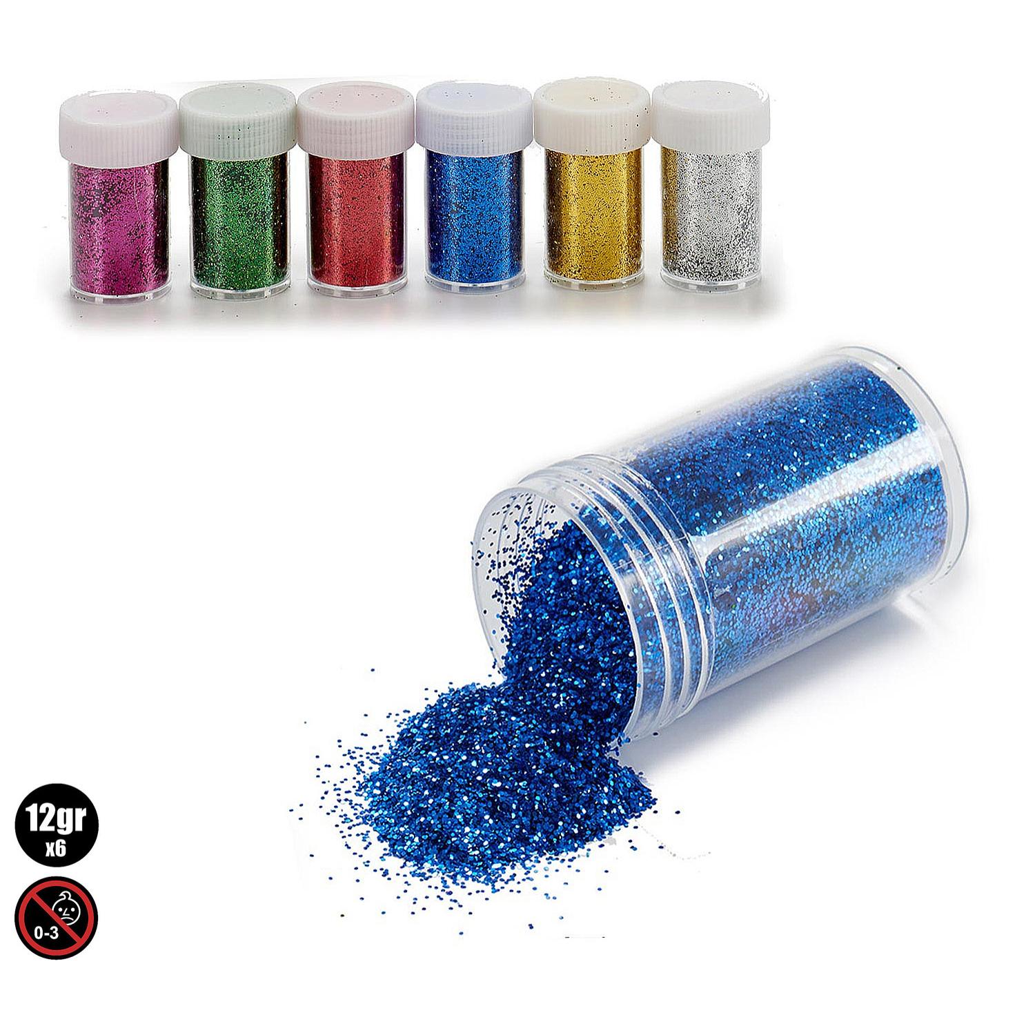 Set di 6 barattoli glitter metallici 12 g.