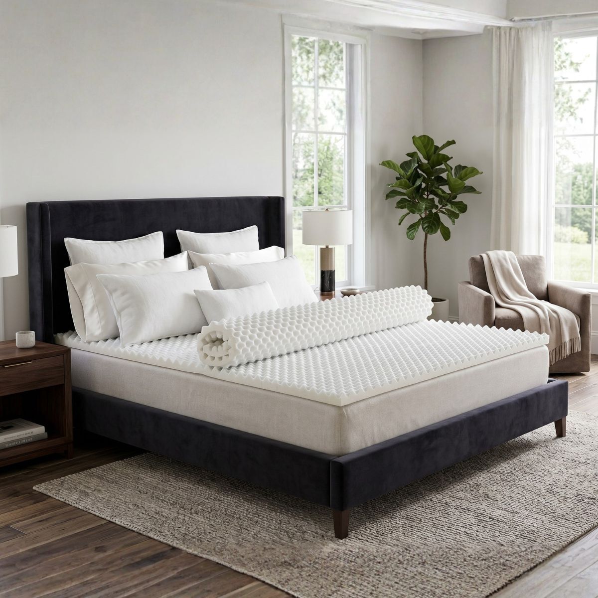 Surmatelas Nuage, 4 cm, Mémoire de Forme Haute Densité, 7 Zones de Confort, Bonne Indépendance de Couchage, Fabrication Française