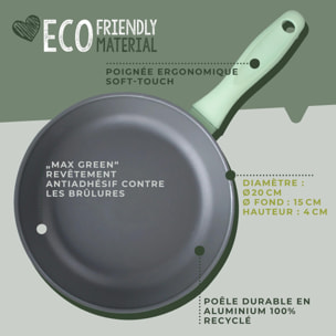 Lot de 2 poêles à frire de 24 cm et 28 cm en aluminium recyclé Fackelmann Ecolution