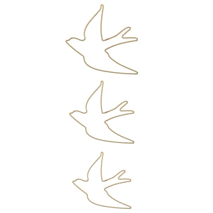 Déco murale Hirondelle fil laiton torsadé - Doré Vieilli