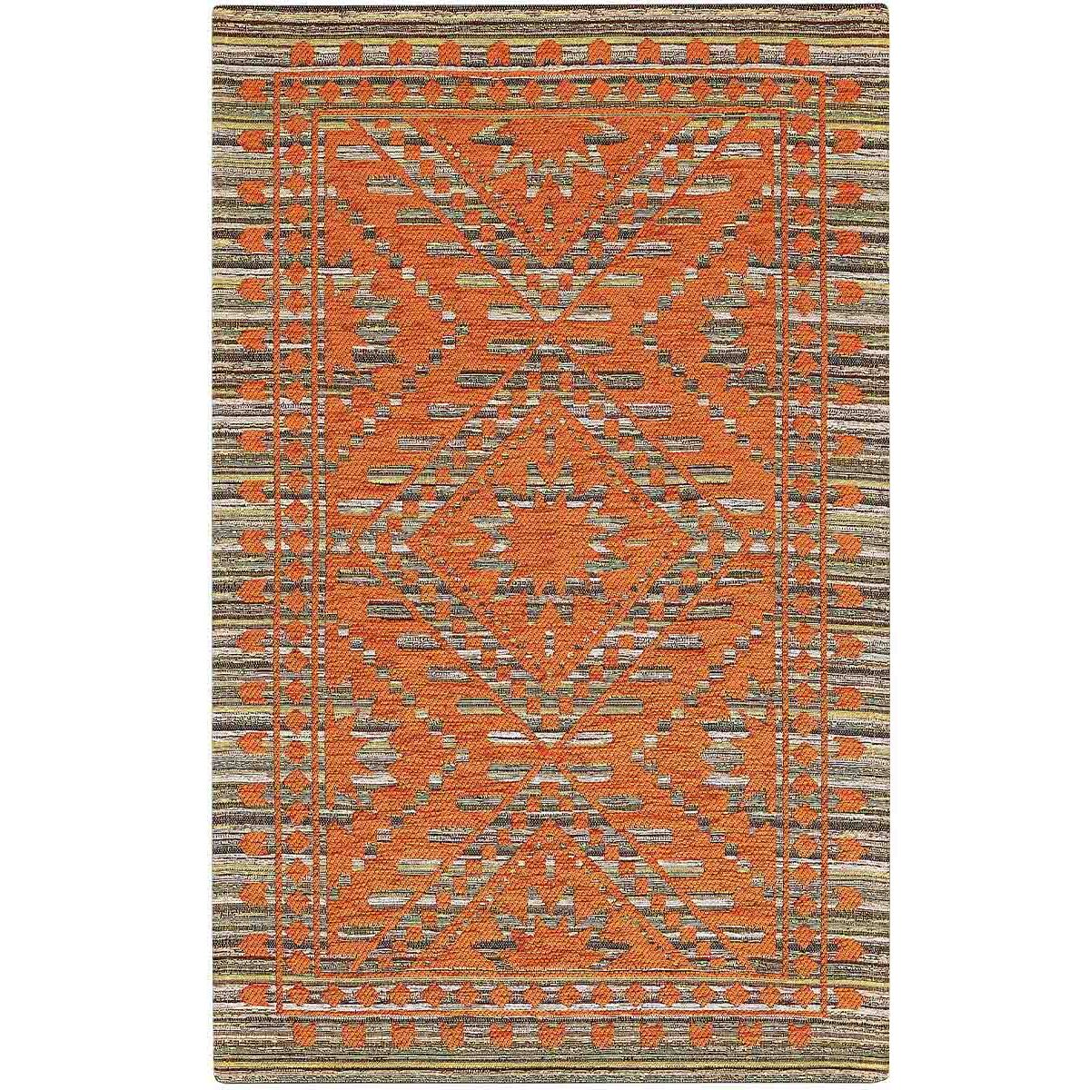 Tappeto Arredo Motivo Tribale Arancio