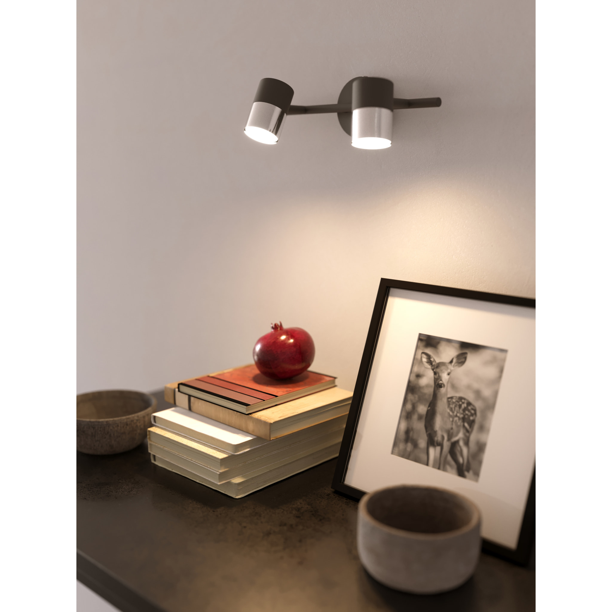 Forlight Focos Cloc Double Negro - Iluminación Moderna para el Hogar, Aluminio Resistente, Personalizable con Bombillas, Diseño Elegante y Funcional, Serie Cloc Double