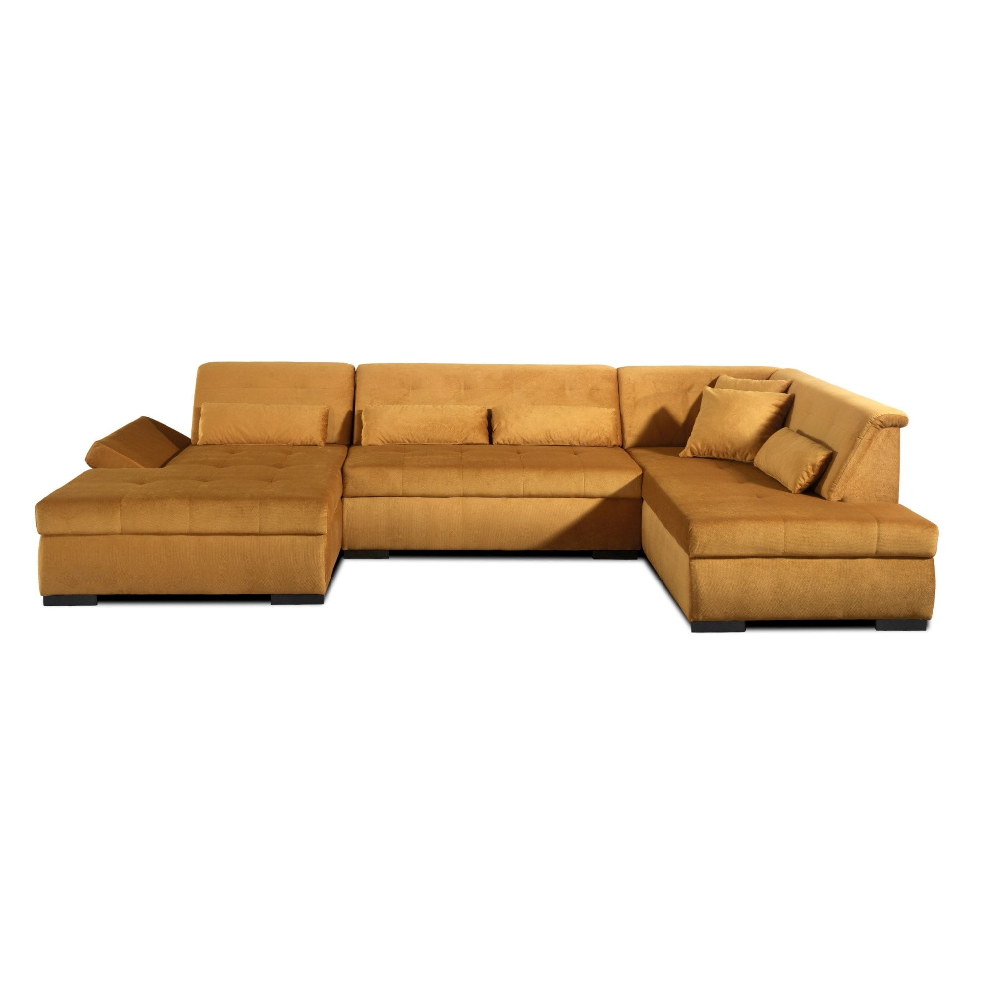 Vermont - canapé panoramique d'angle droit - 7 places - XXL - en velours - Jaune