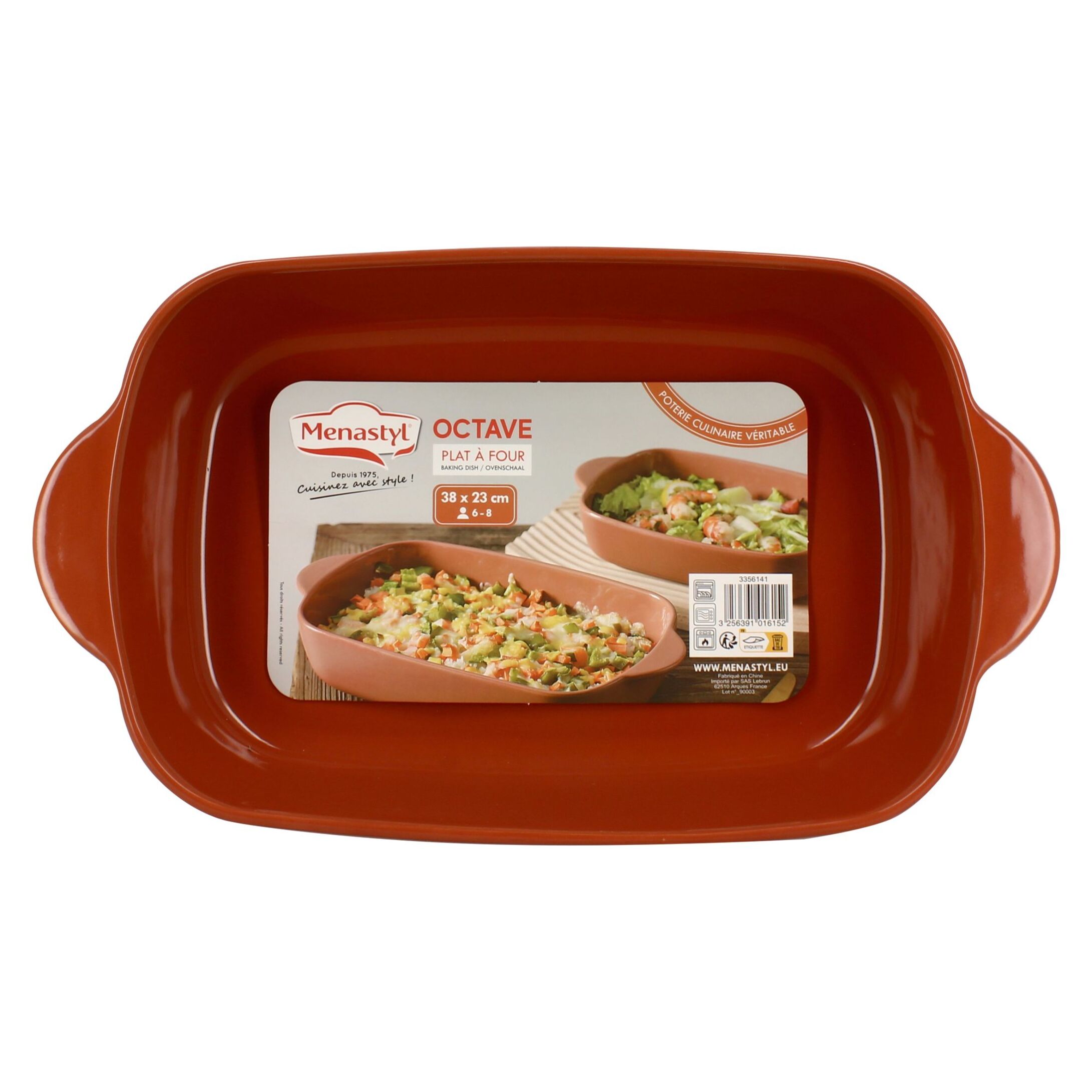 Plat à four en grès terracotta 38x23cm OCTAVE