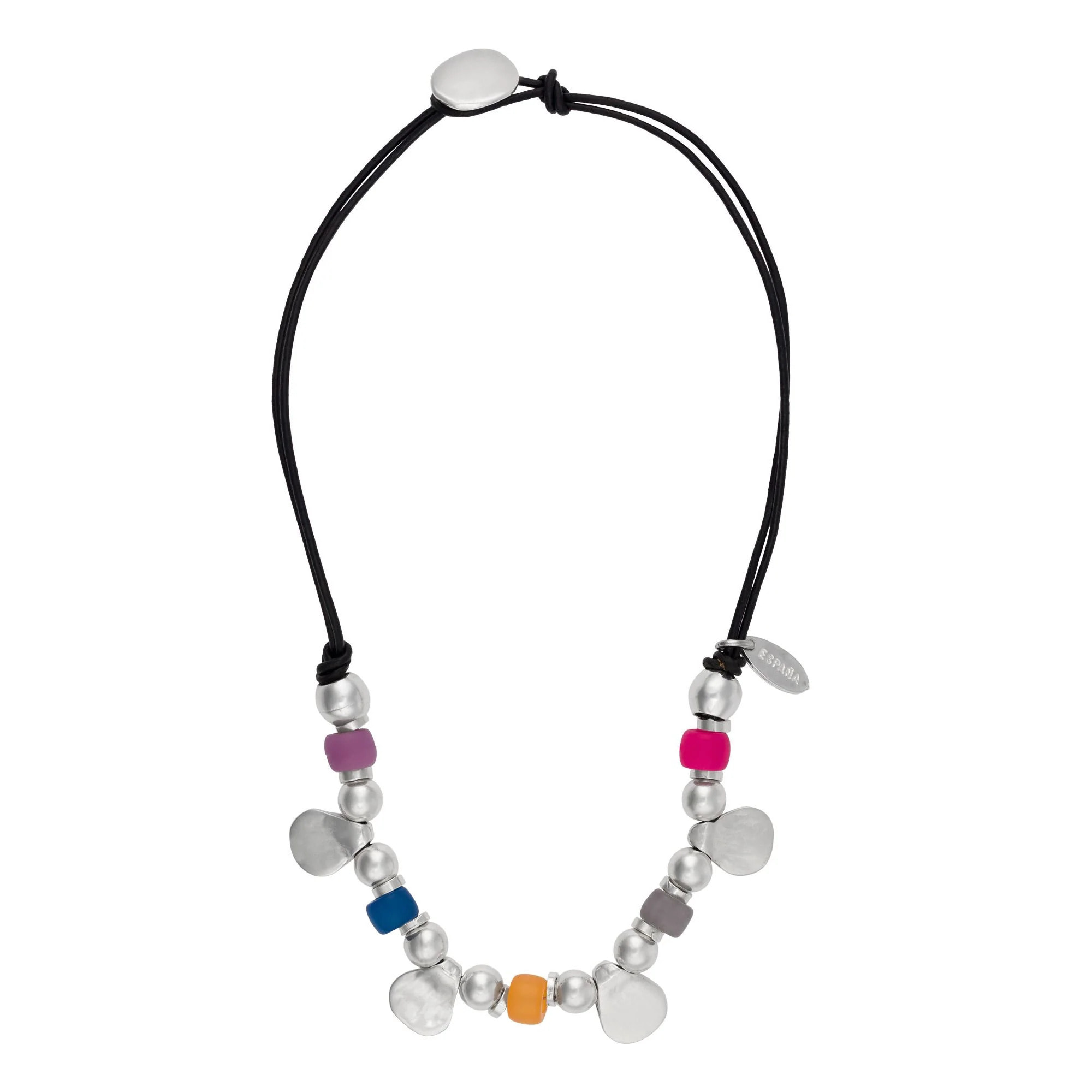 Collar negro plata chapado multicolor