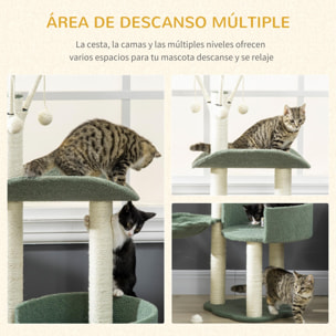 Árbol Rascador para Gatos con Hamaca Plataformas Postes de Sisal 44x43x123 cm