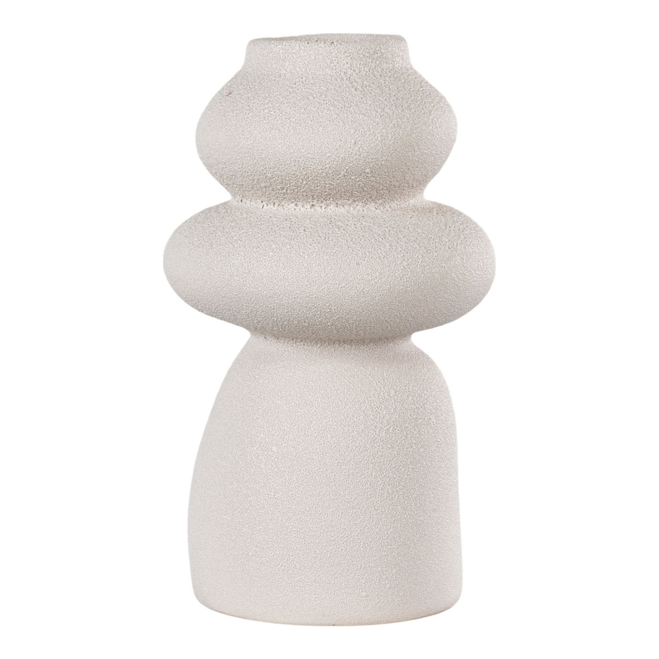 Vaso in gres beige con forme organiche, ø14,5x26,5 cm