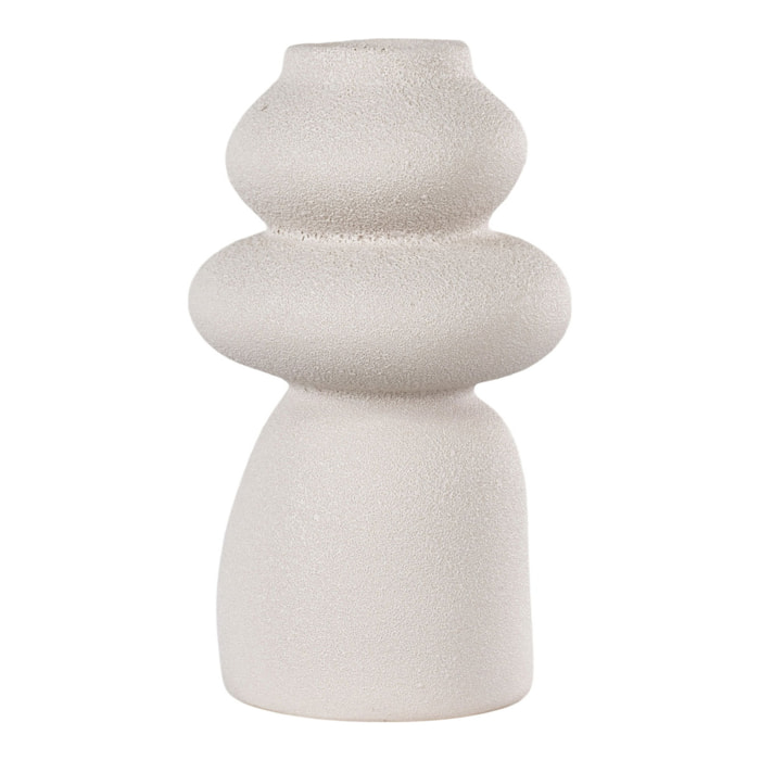 Vaso in gres beige con forme organiche, ø14,5x26,5 cm