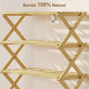Zapatero Estrecho de Bambú, Zapatero Vertical Plegable de 5 Niveles, Sin Instalación, Estantería para Zapatos para Entrada, Pasillo, Dormitorio, Natural