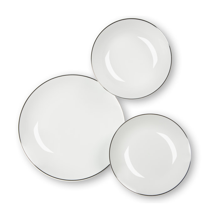 Service de table 18 pièces Excelsa – Platinum, Porcelaine Blanc