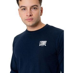 T-shirt da uomo in cotone elasticizzato a manica lunga con logo grande "Basic"