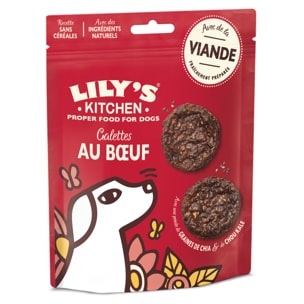 Lot de 8x70g - Lily's Kitchen Chien Burgers au boeuf 70g