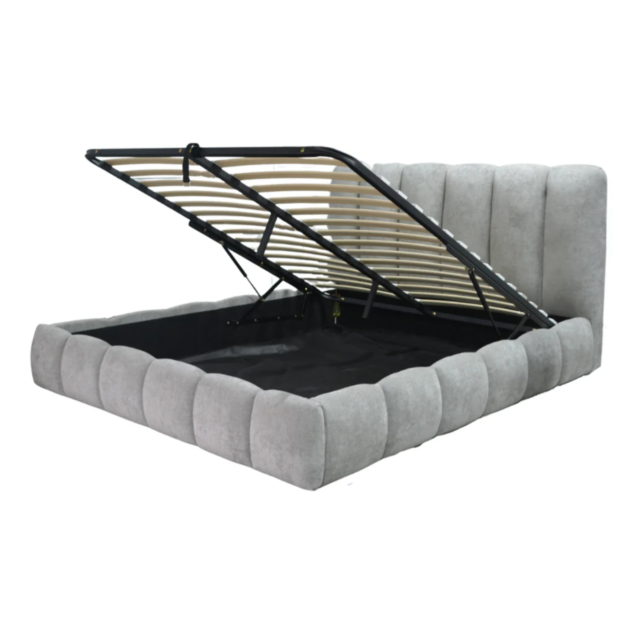 Lit coffre Everest avec tête de lit en tissu épais