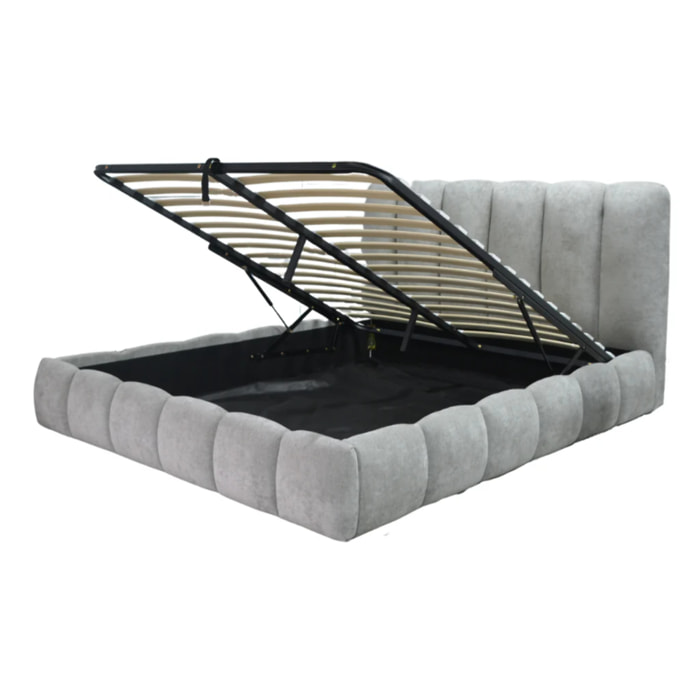 Lit coffre Everest avec tête de lit en tissu épais