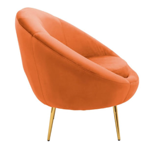 Poltrona design tonda in velluto arancio