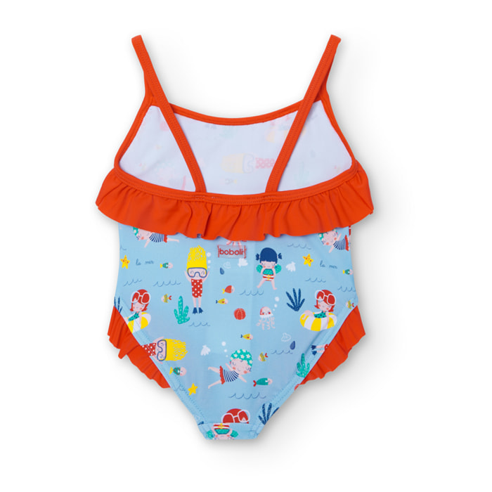 Bañador estampado en azul claro, Bañador, niña