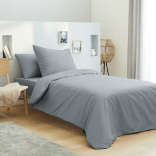 Housse de couette unie gris clair 100% Coton / 57 Fils/cm²