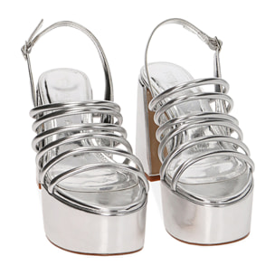 Sandali platform argento, tacco 10,5 cm