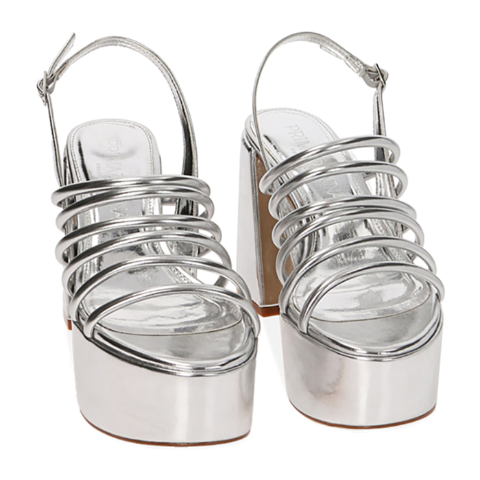 Sandali platform argento, tacco 10,5 cm