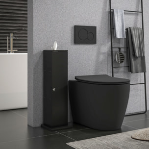 Support papier toilette - porte-papier toilette - armoire pour papier toilette - 3 niveaux + sortie papier MDF noir