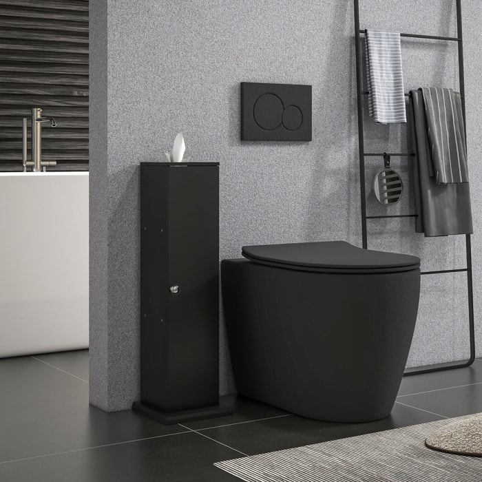 Support papier toilette - porte-papier toilette - armoire pour papier toilette - 3 niveaux + sortie papier MDF noir