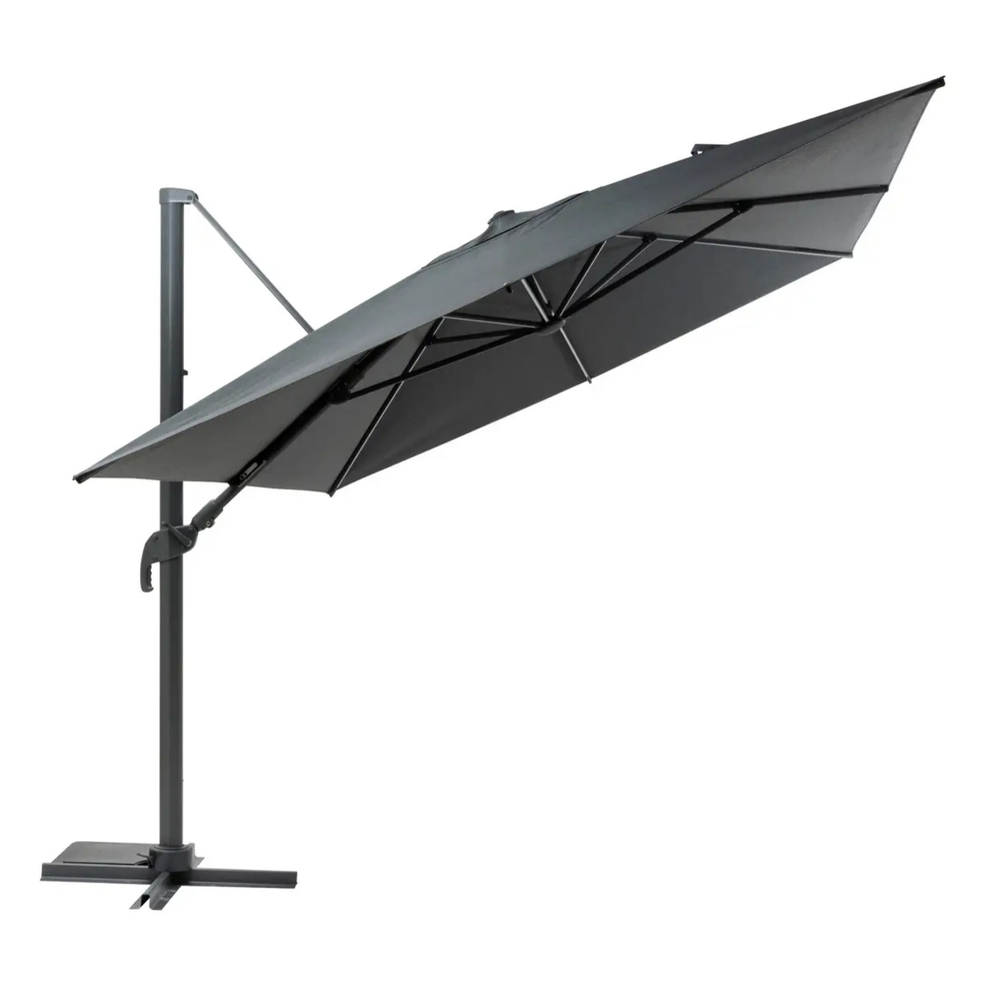 Parasol déporté rectangulaire "Melhia" anthracite avec LED 4 x 3m en aluminium acier et oléfine