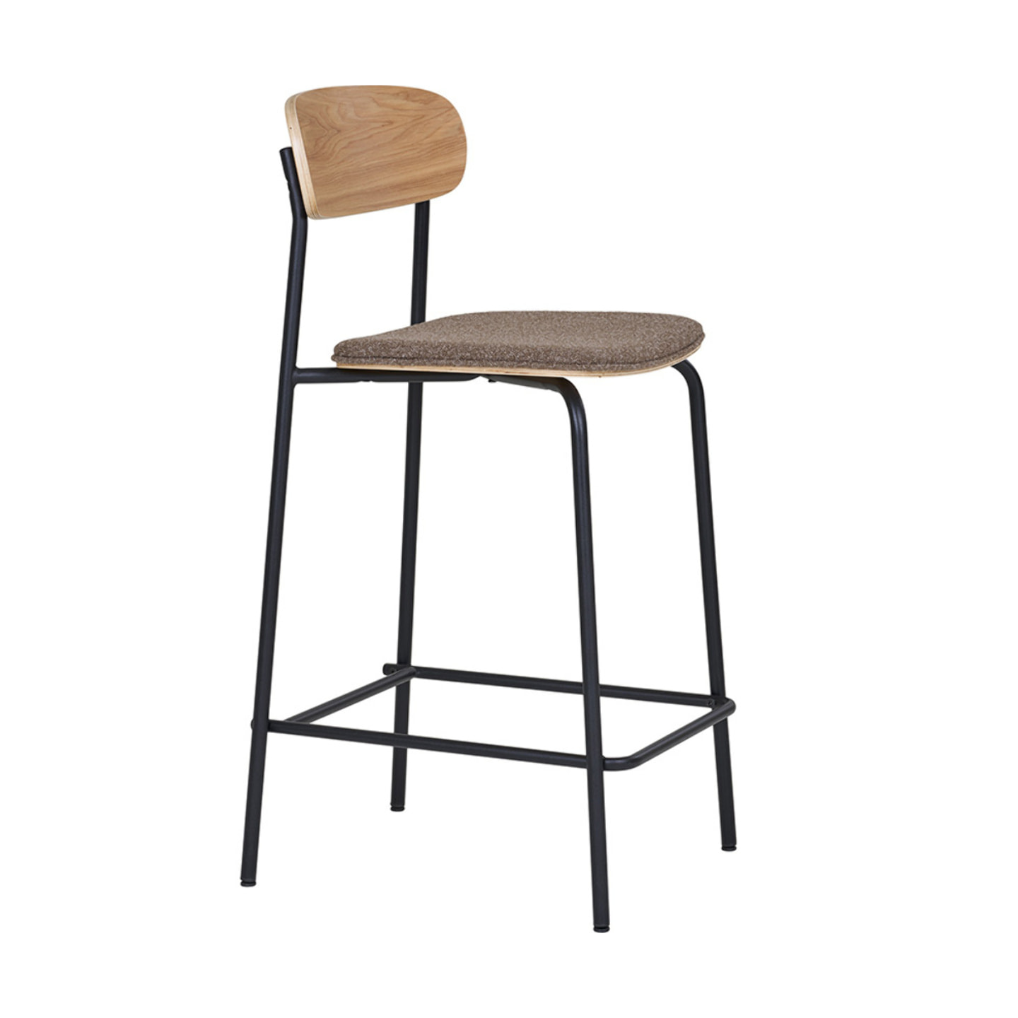 Zoe - lot de 2 tabourets en bois de frêne - pieds en acier - Marron