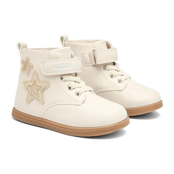 Botas de Niña con Estrellas de Glitter en Beige