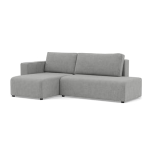 Topaze - canapé d'angle gauche 4 places convertible avec coffre sans accoudoir en velours côtelé - Gris clair