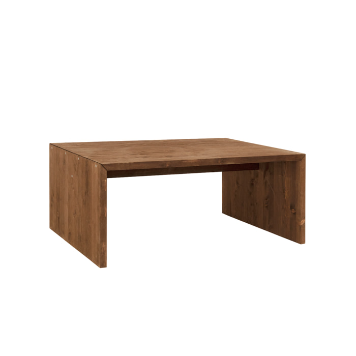Mesa de centro de madera maciza en tono nogal de 109,4x45x74cm Alto: 45 Largo: 109.4 Ancho: 74