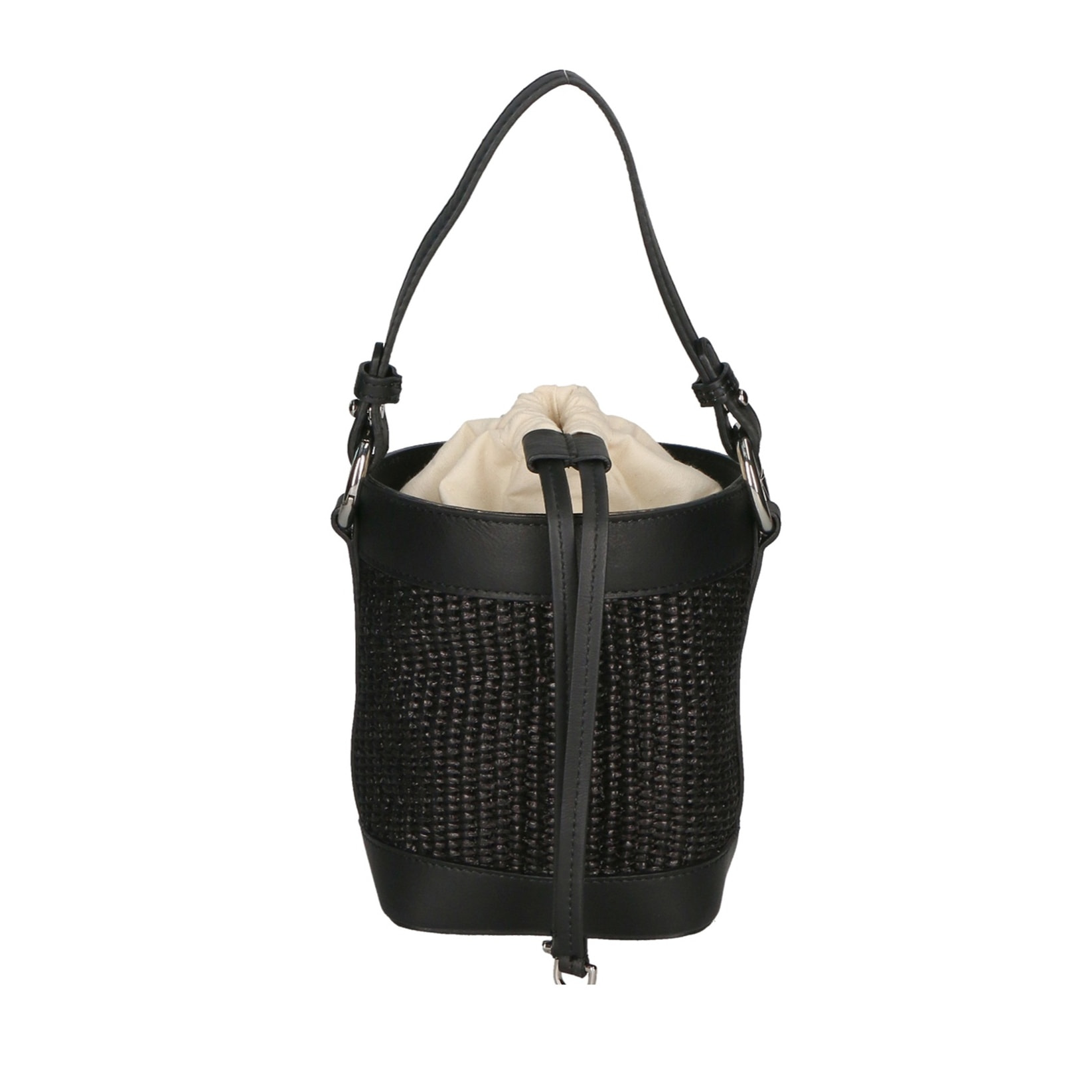 Borsa a secchiello da donna - Modello Alyssa - Pelle & Paglia - 13.0 x 16.0 x 10.0 cm