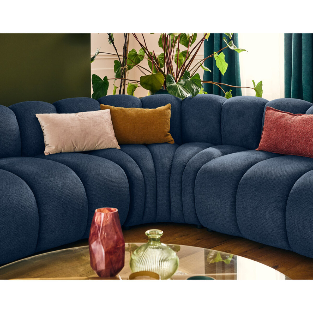 Debbie - module d'angle réversible en tissu texturé - Bleu