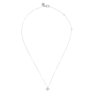 Collana in Argento con Pendente Forma Rombo in Cubic Zirconia in Argento 925 placcato Platino