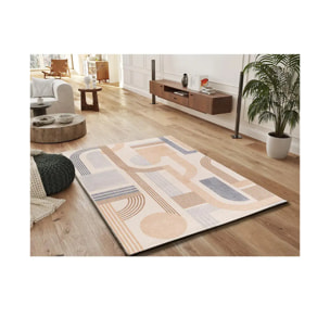 ASTRA Alfombra geométrica de pelo corto beige, varias medidas disponibles.