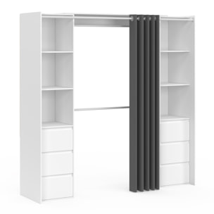 Dressing Justine extensible 120-180cm 6 tiroirs blanc