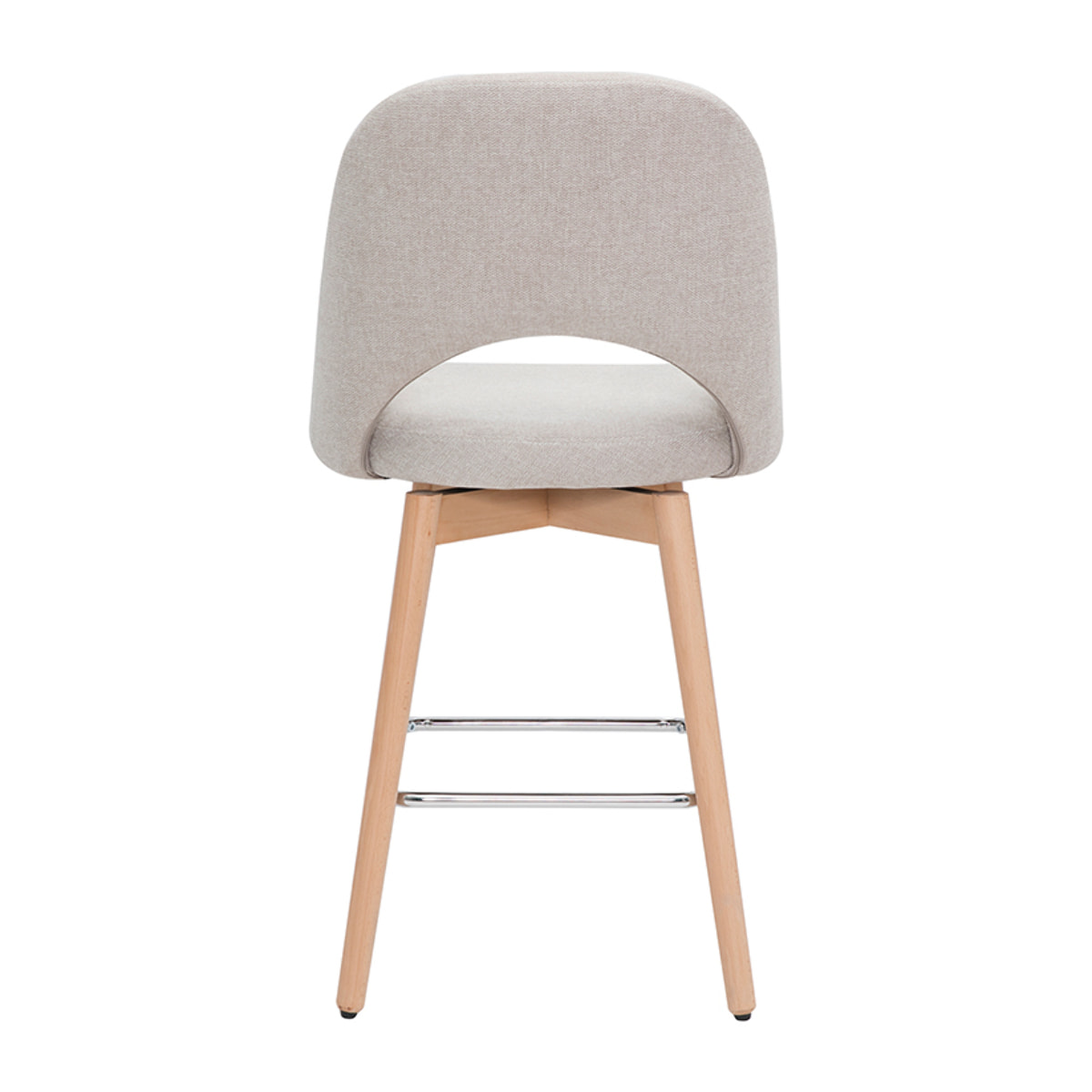 Tabourets de bar scandinaves tissu effet velours texturé beige et hévéa massif 65 cm (lot de 2) COSETTE