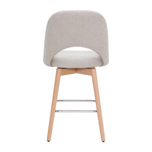 Tabourets de bar scandinaves tissu effet velours texturé beige et hévéa massif 65 cm (lot de 2) COSETTE