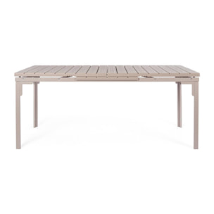 Tavolo allungabile da giardino VALENCIA tortora effetto legno, struttura in acciaio, 180×89,5–240×89,5 cm