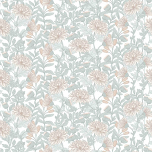 Papier peint chrysanthèmes beige brume