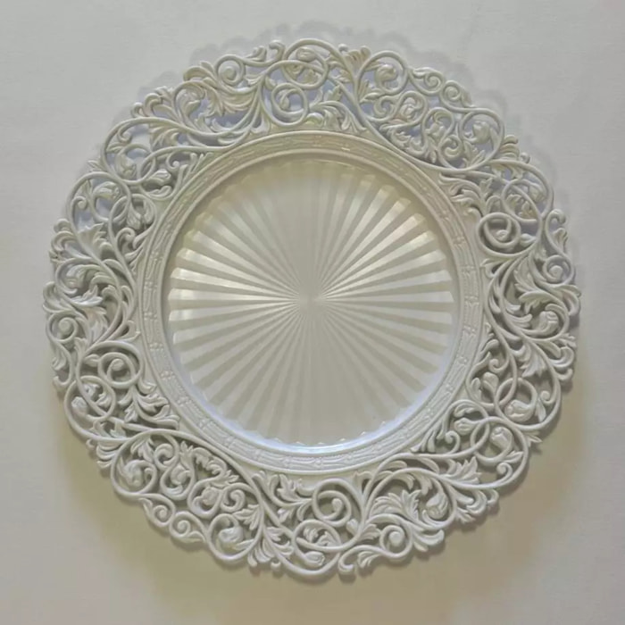 Lot de 6 DESSOUS D'ASSIETTE BLANC BAROQUE
