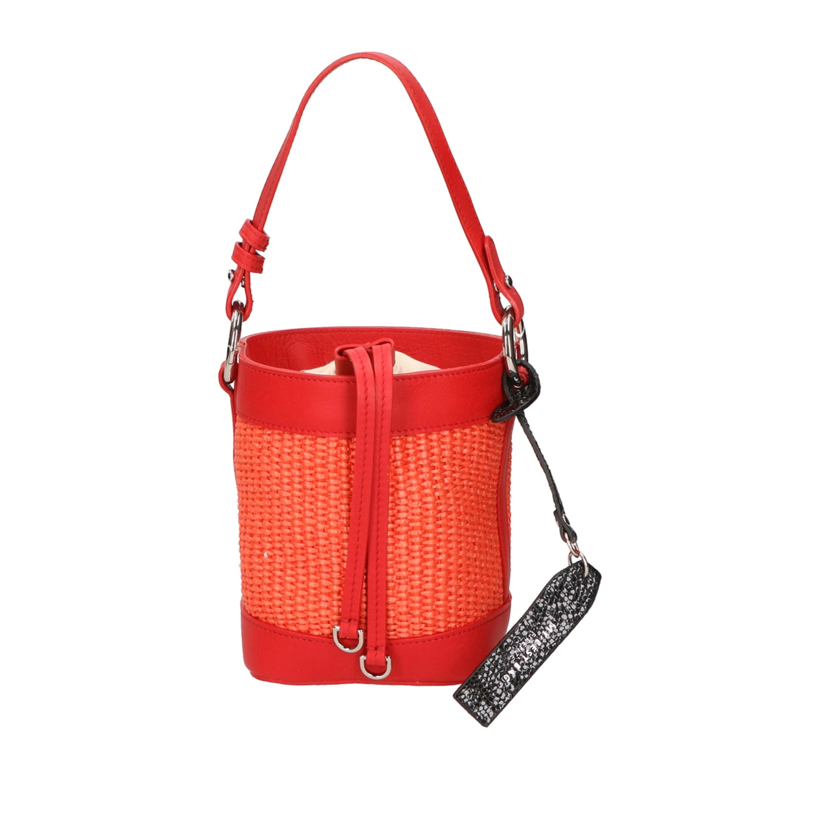 Borsa a secchiello da donna - Modello False - Misto pelle e tessuto - 16.0 x 13.0 x 10.0 cm