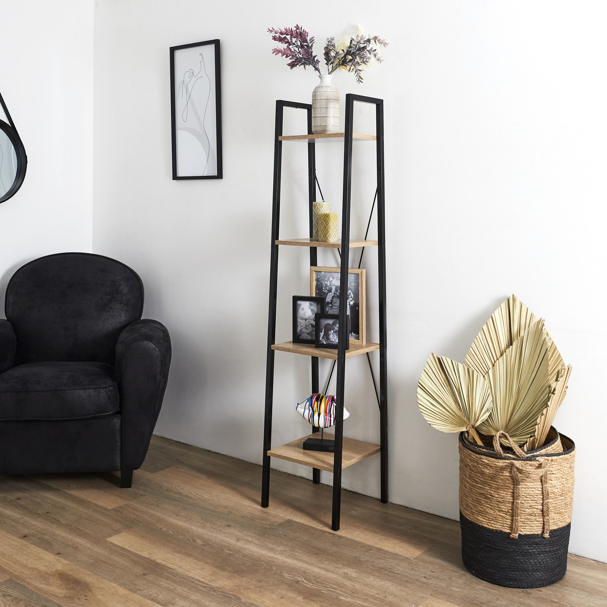 Etagere Bois Et Metal 148x34x32