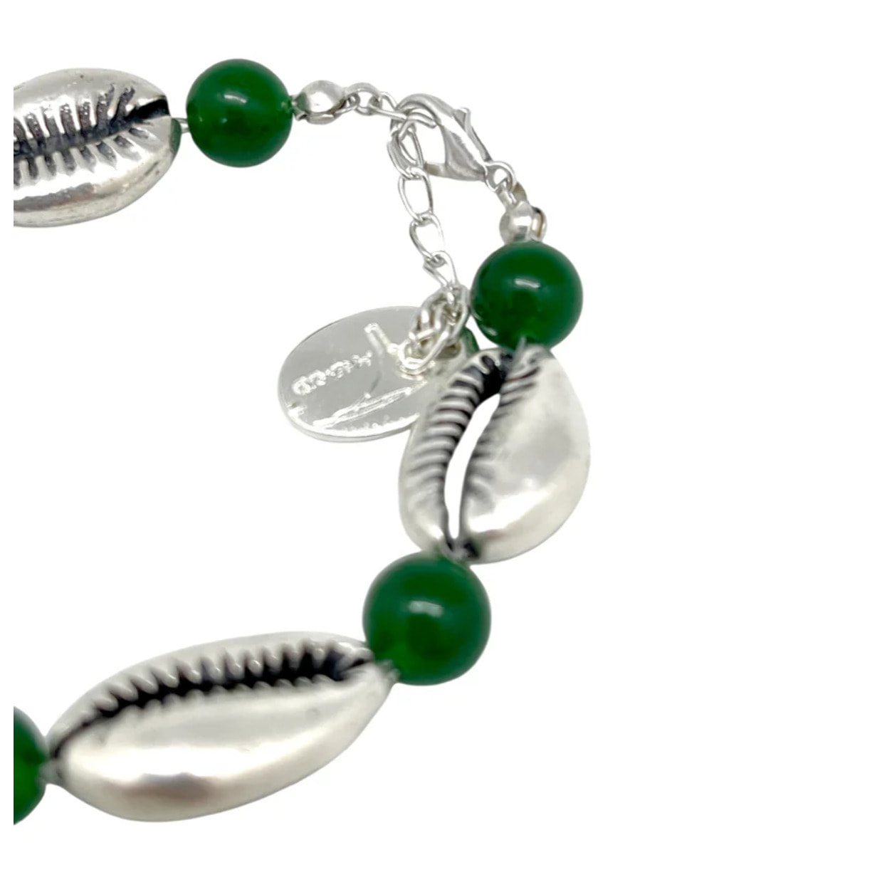 Pulsera caracola jade verde y plata 10µ