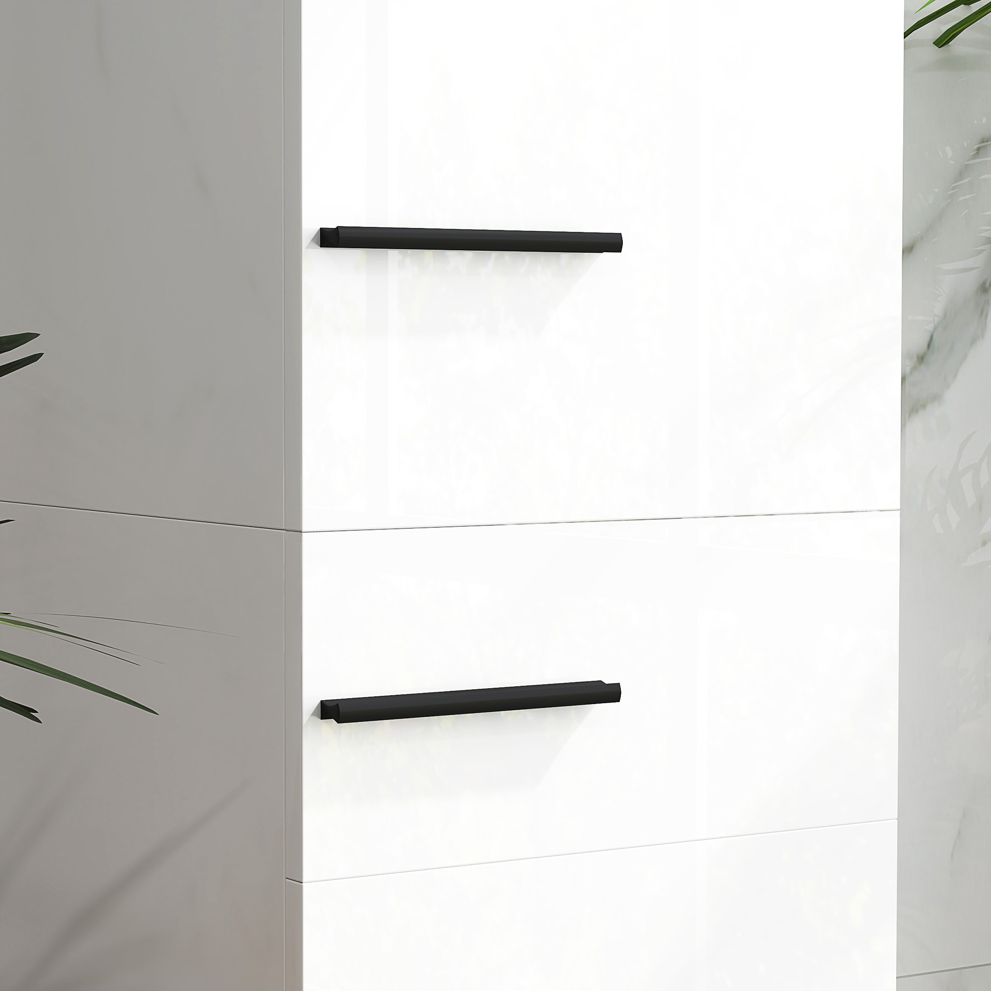 Columna de Baño Armario Alto de Baño con Cajón 2 Puertas y Estantes Ajustable Mueble Auxiliar de Baño Moderno Anti-vuelco 34x32x170 cm Blanco