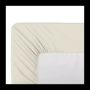 Drap housse b40 percale de coton uni ecru La percale francaise blanc casse