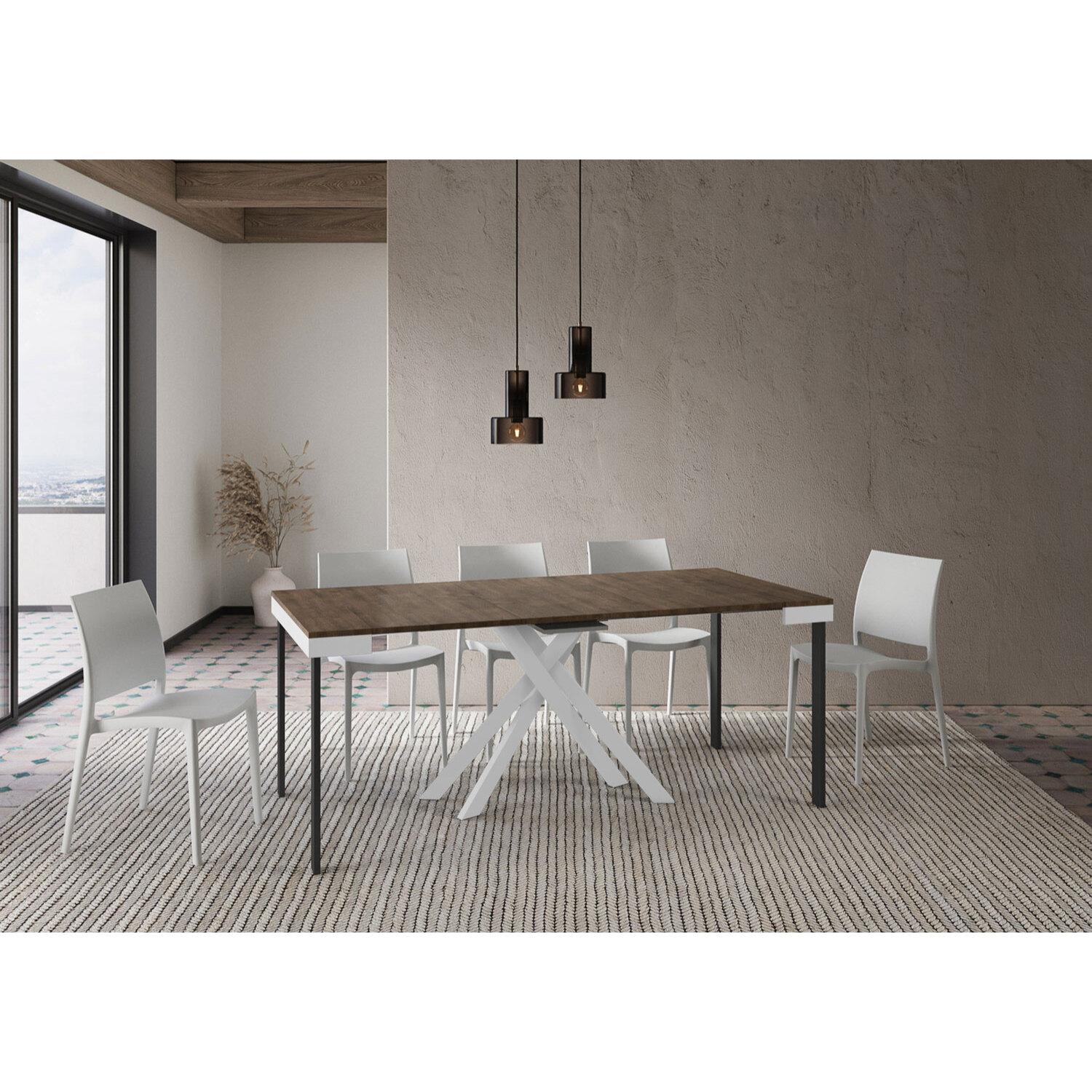 Consola extensible 90x40/196 cm Krack Small Evolution nogal estructura blanca