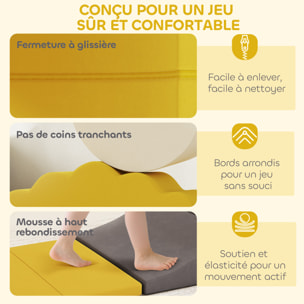 Parcours motricité bébé modulable 7 pièces zippées déhoussables velours multicolore