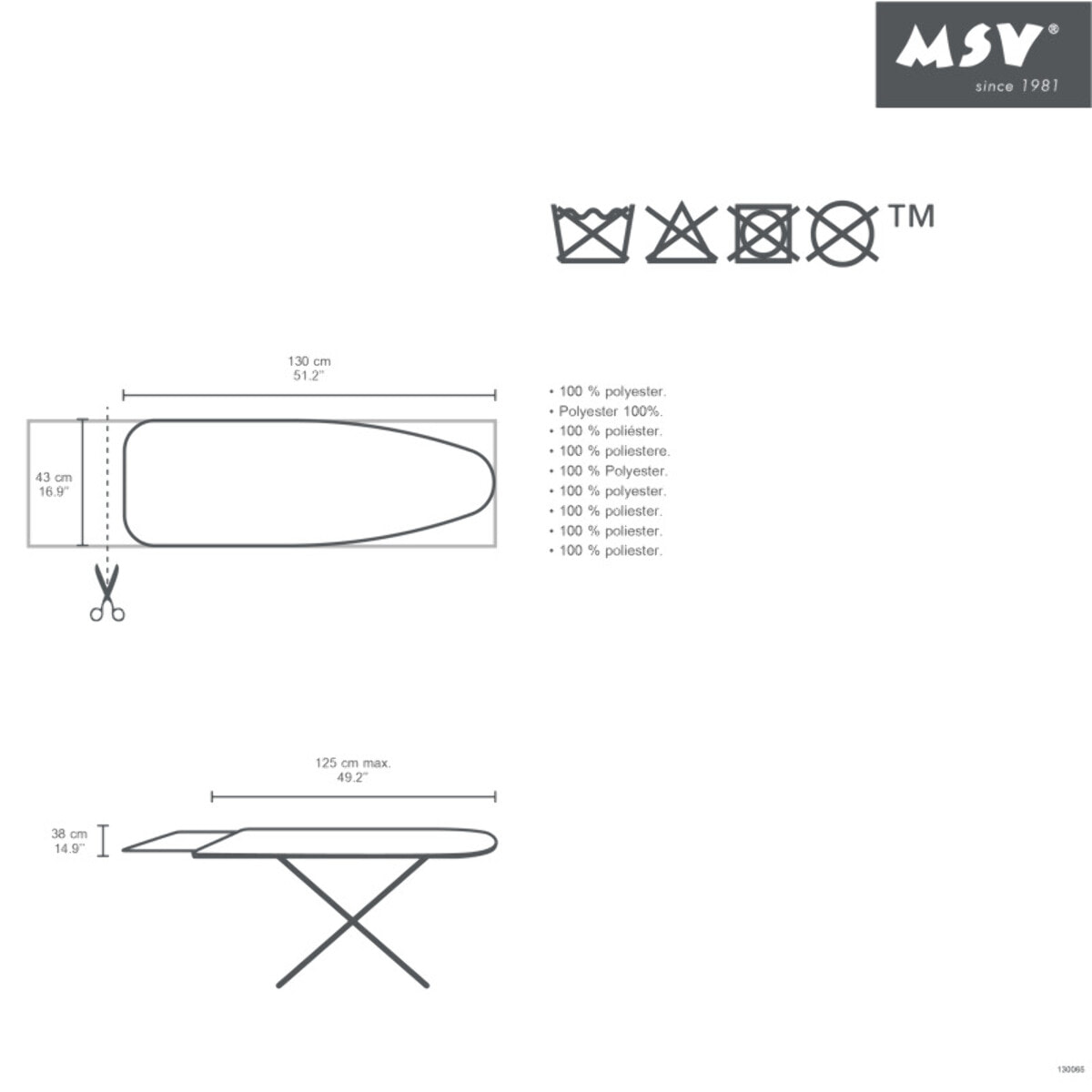 Molleton pour Table à  repasser 130x43cm MSV