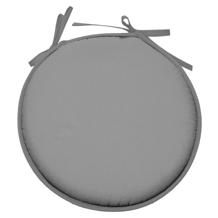 Galette de chaise ronde unie aux multiples couleurs - Gris souris